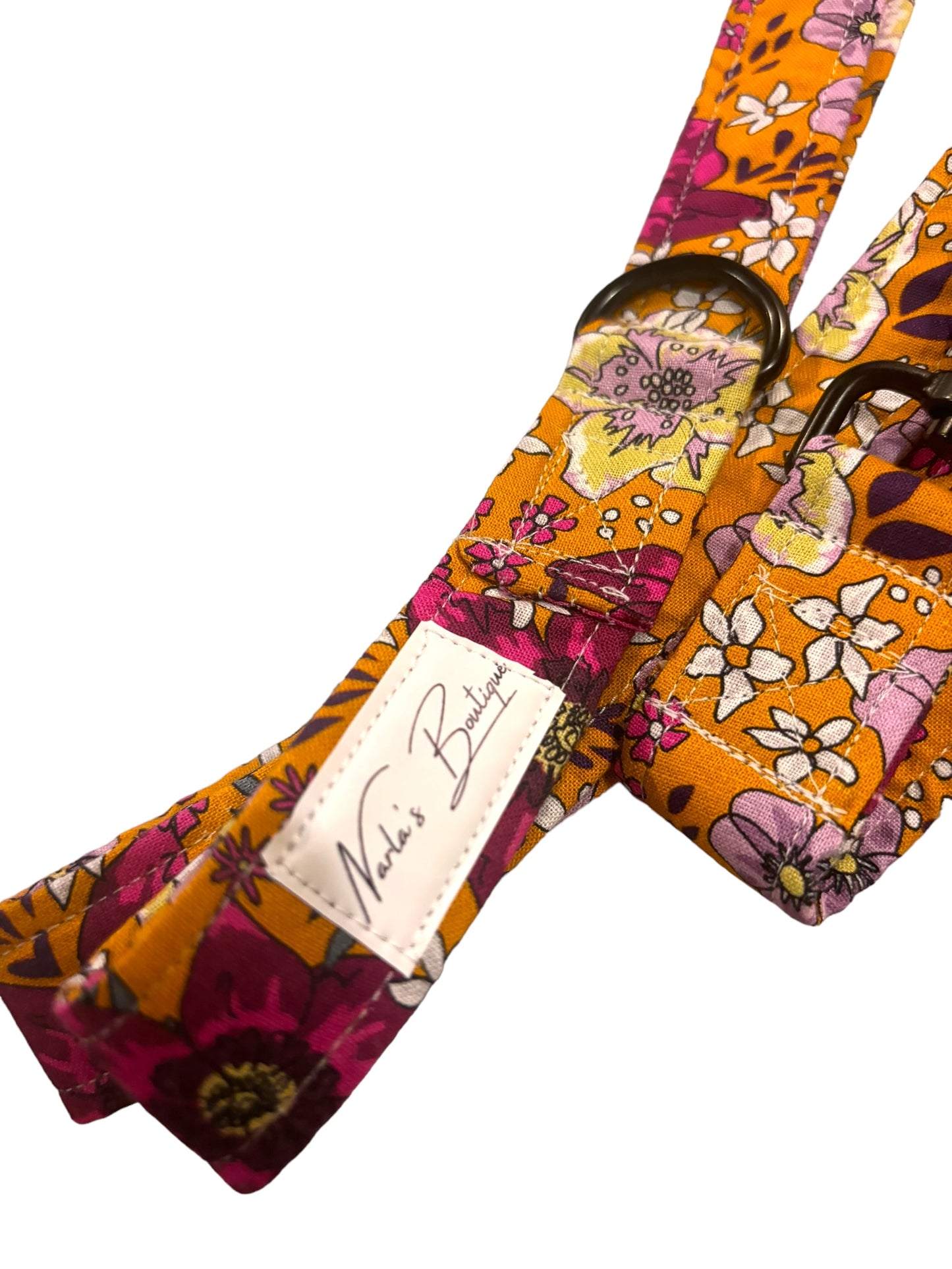 Orange Floral Dog Lead