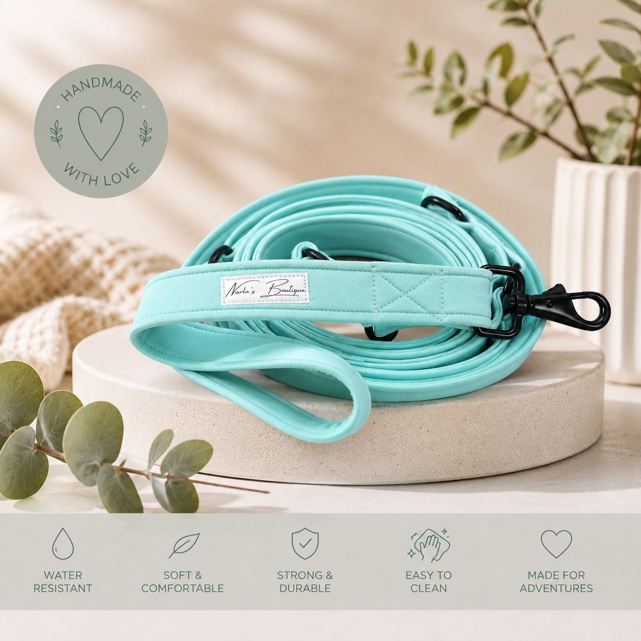 Soft Scuba Waterproof Hands-Free Dog Lead | Adjustable Waist & Crossbody Lead | 3m Multi-Use Dog Lead