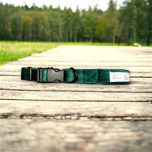 Mini Luxury Green Velvet Dog Collar