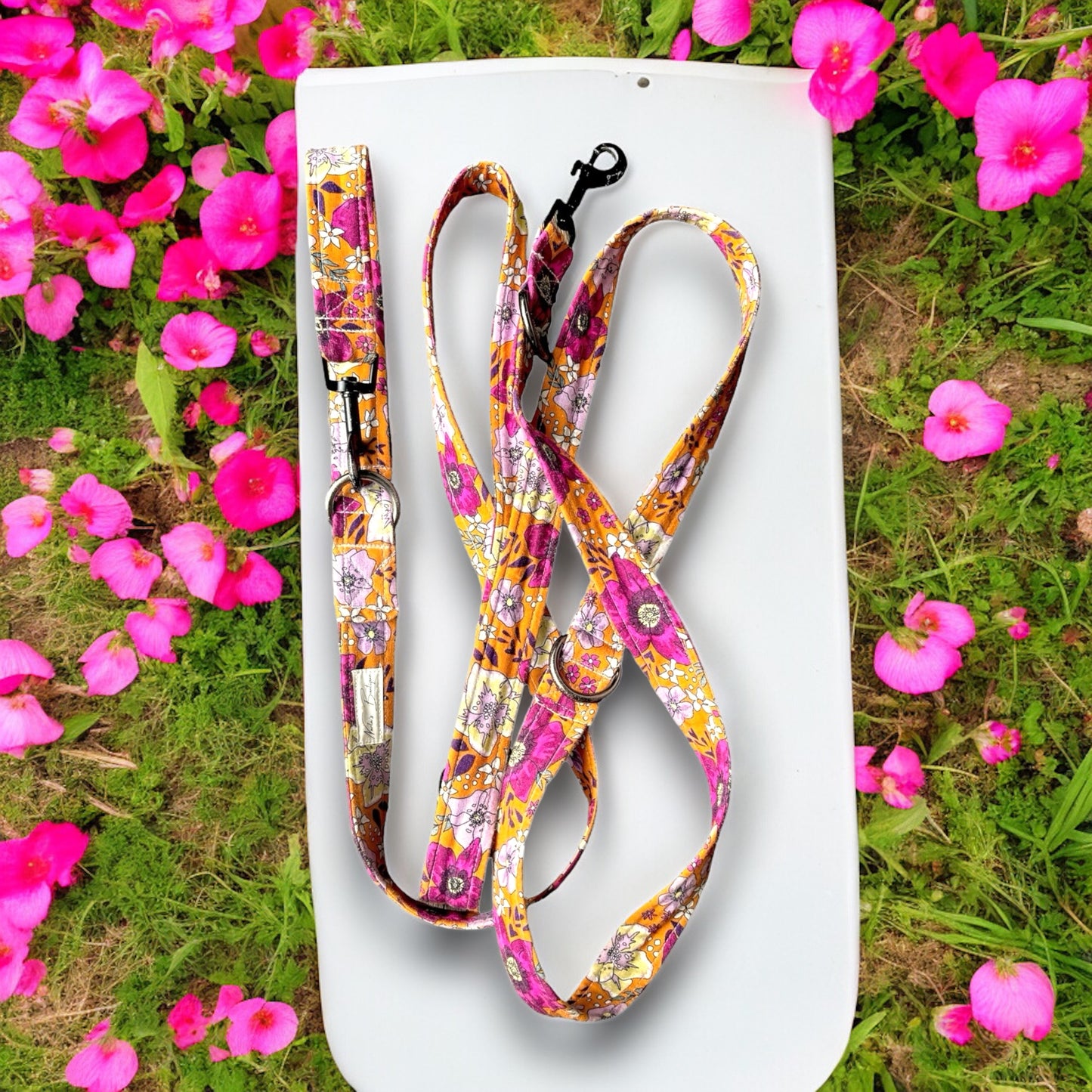 Orange Floral Hands-free Dog Leash