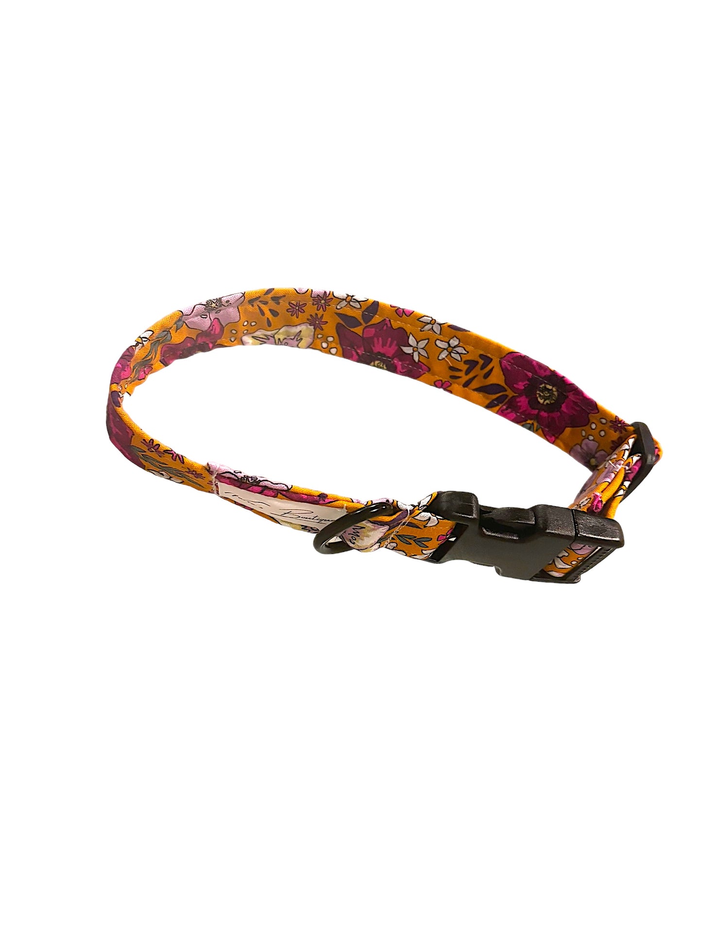 Orange floral Dog Collar - 1 Inch