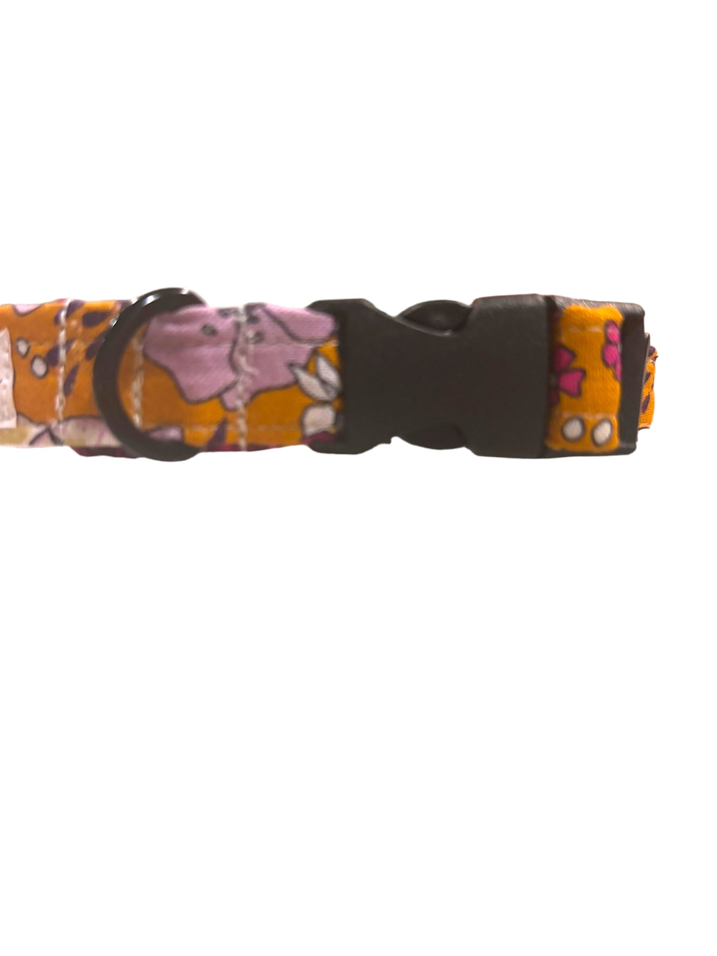 Orange floral Dog Collar - 1 Inch