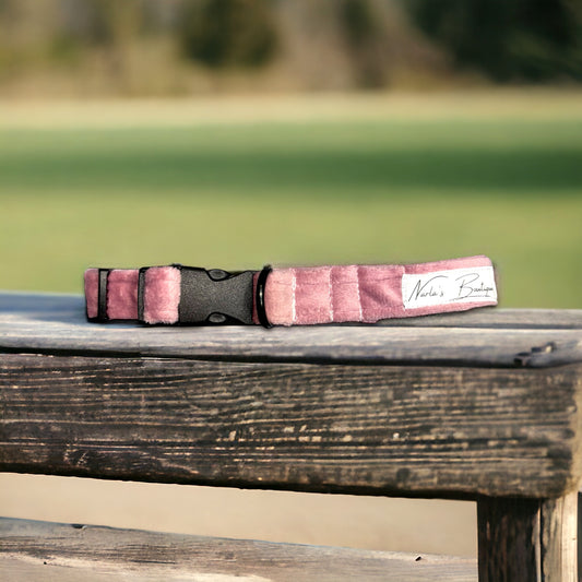 Mini Luxury Pink Velvet Dog Collar