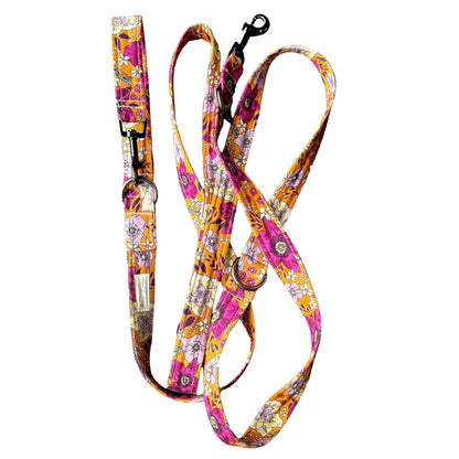 Orange Floral Hands-free Dog Leash