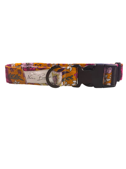 Orange floral Dog Collar - 1 Inch