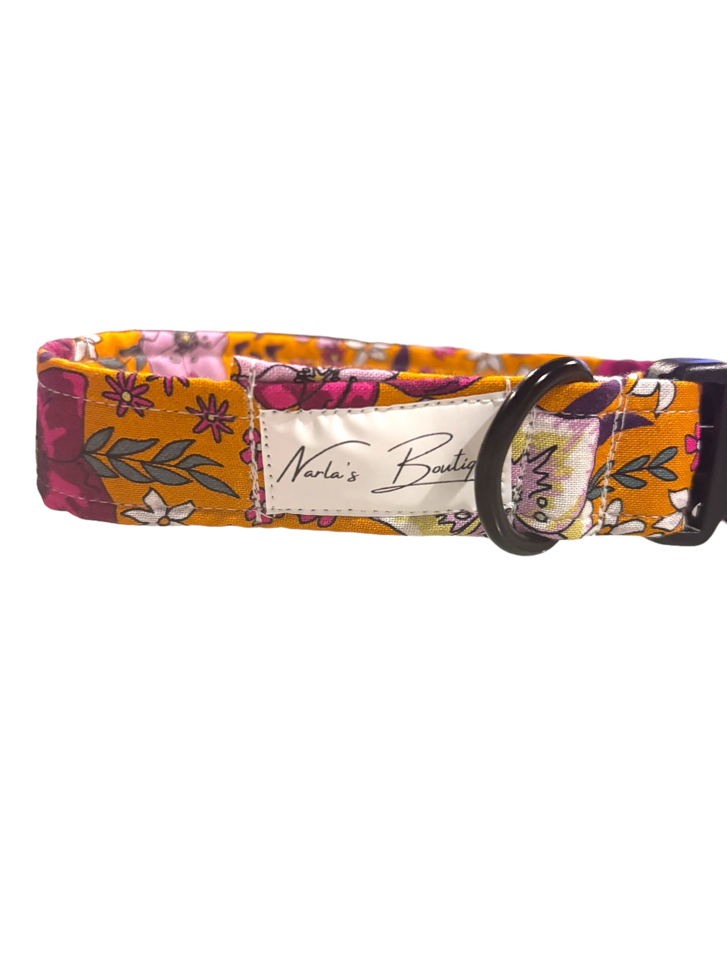 Orange floral Dog Collar - 1 Inch