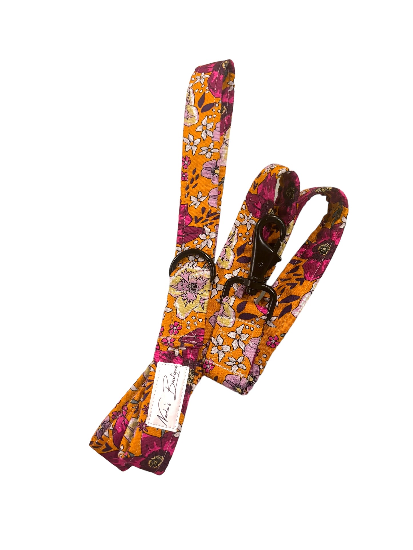 Orange Floral Dog Lead