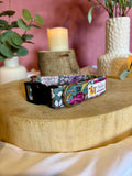 1" Handmade Green Floral Dog Collar | Strong & Adjustable