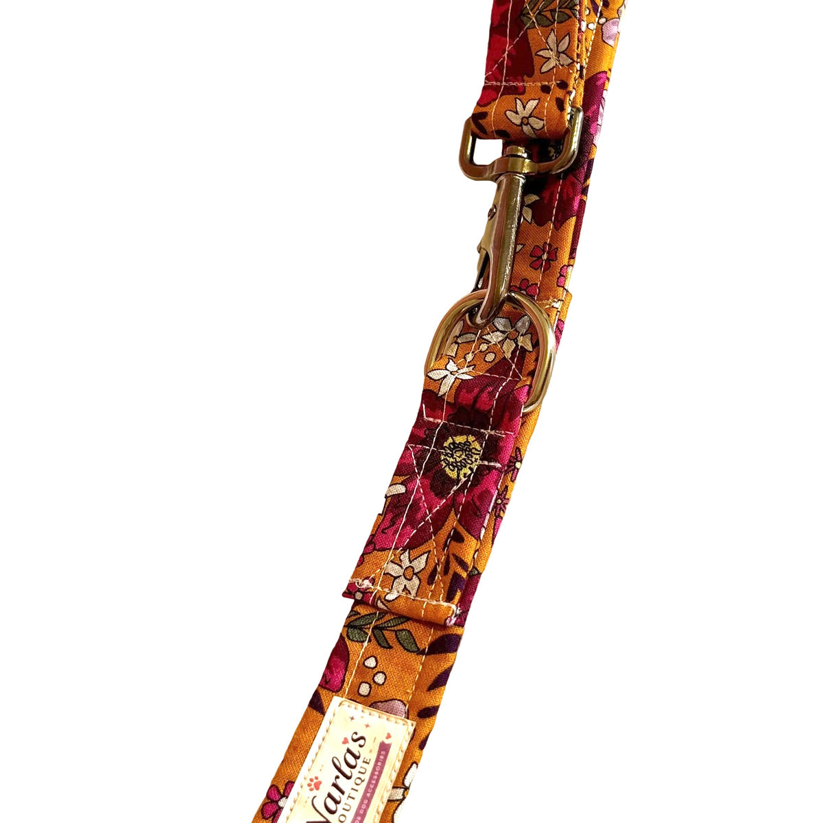Handmade Orange Floral Hands Free Lead | Adjustable Multi-Use Lead | 2–3m