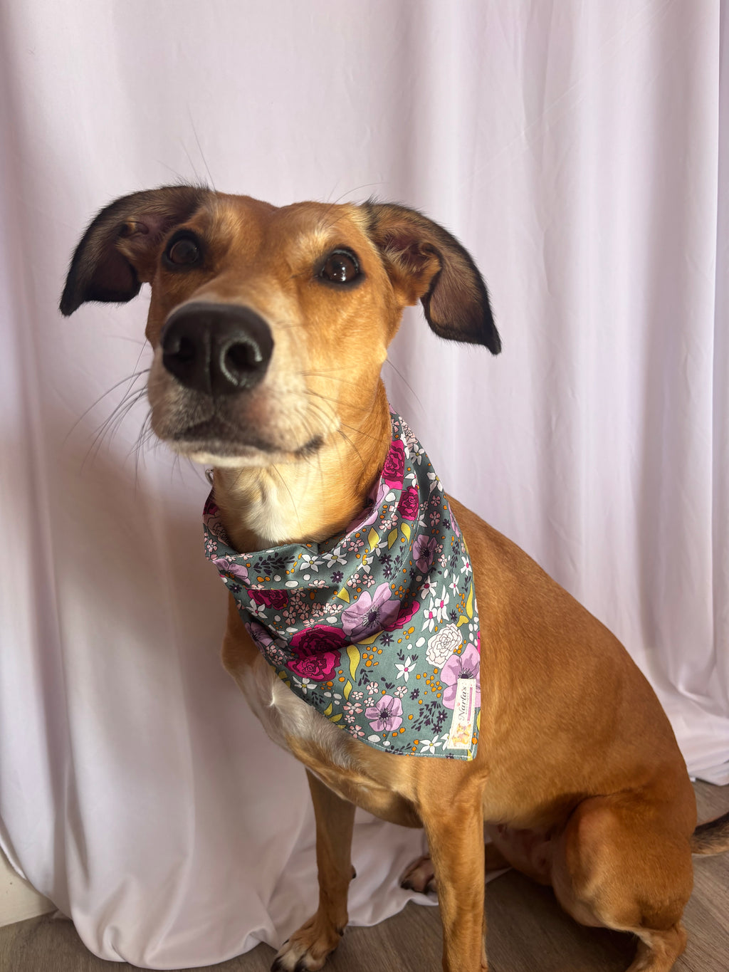Green Floral Bandana| Handmade Collar Slide-On Bandana