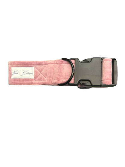 Luxury Pink Velvet Dog Collar - 1.5 Inch